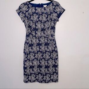 J. Crew Sheath Dress in Navy White Floral